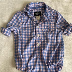 Plaid collared onesie